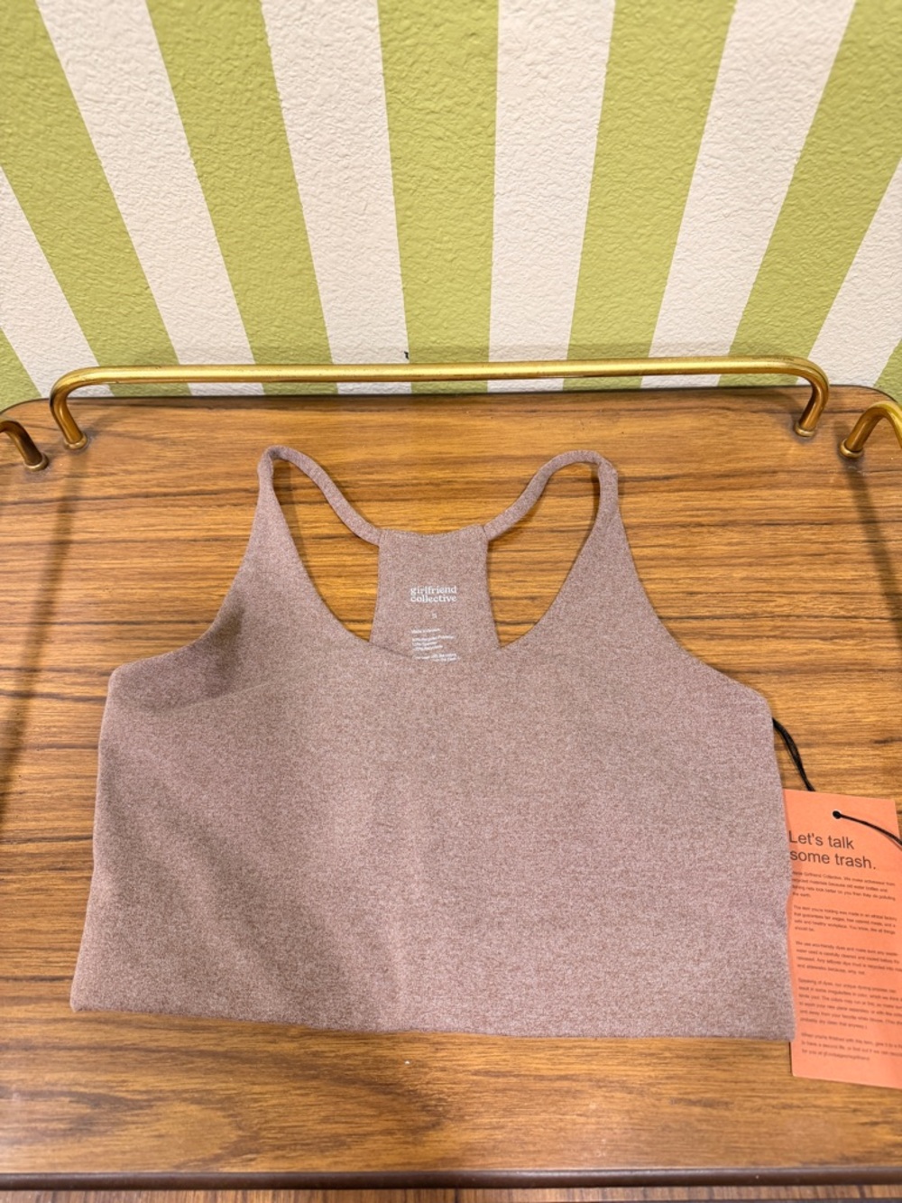 girlfriend collective heathered mauve crop tank